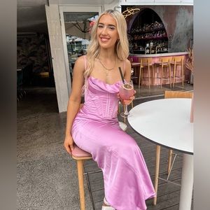 House of CB Pink Satin Dress